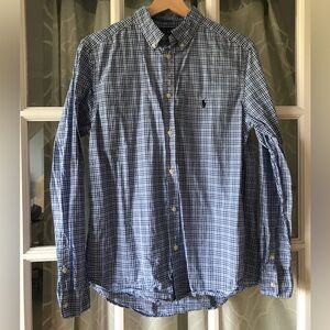Ralph Lauren size XL (18-20 yrs) boy’s shirt in blue plaid, excellent condition